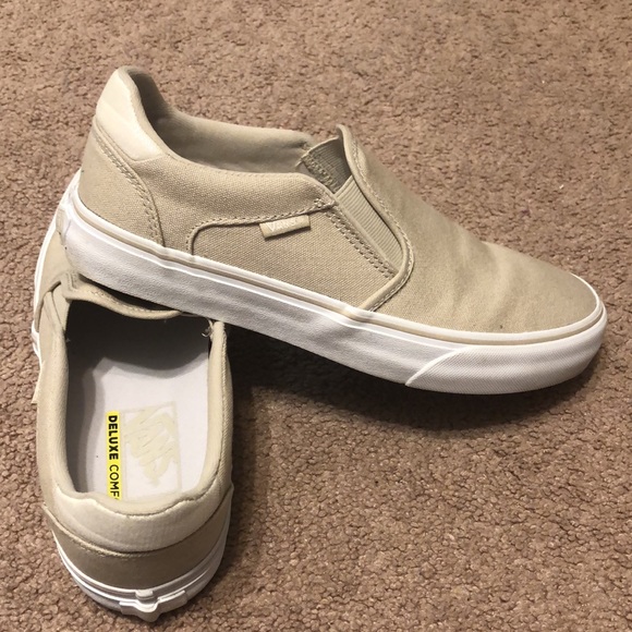 Vans Shoes - Beige slip on vans